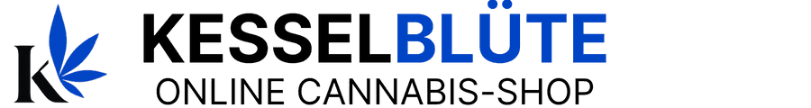 schwarzes K mit blauem Blatt